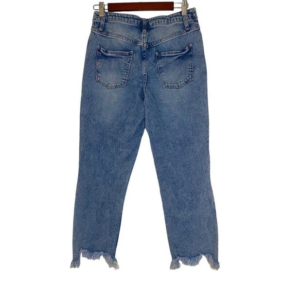 Women’s Side Zip High Rise Ankle Frayed Crop Blue Denim Jeans Wild Fable - Picture 2 of 6